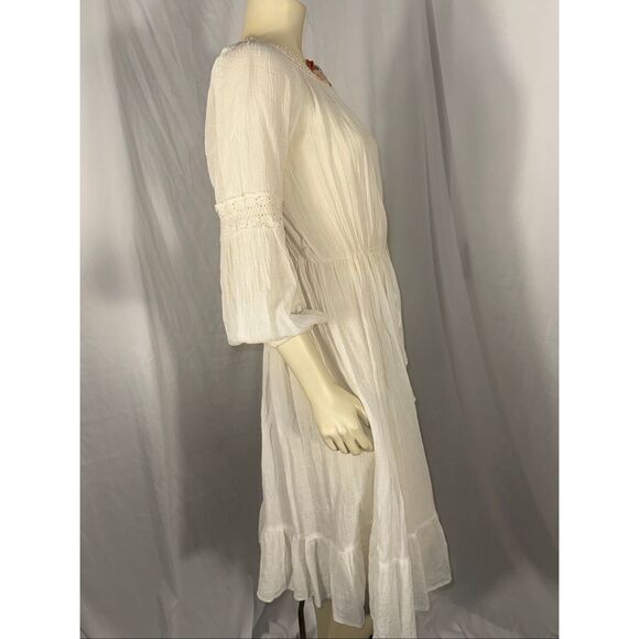 Vintage Danuta Kraft San Francisco White Boho Prairie Maxi Dress – Crochet Flora - Picture 5 of 14